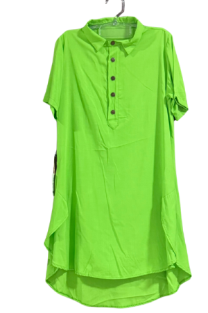 Vestido Curto Recorte com Botões Verde Limão - P