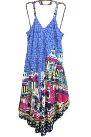Vestido Trapézio Longo Azul Estampado - GG
