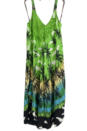 Vestido Trapézio Longo Verde Coqueiro - M